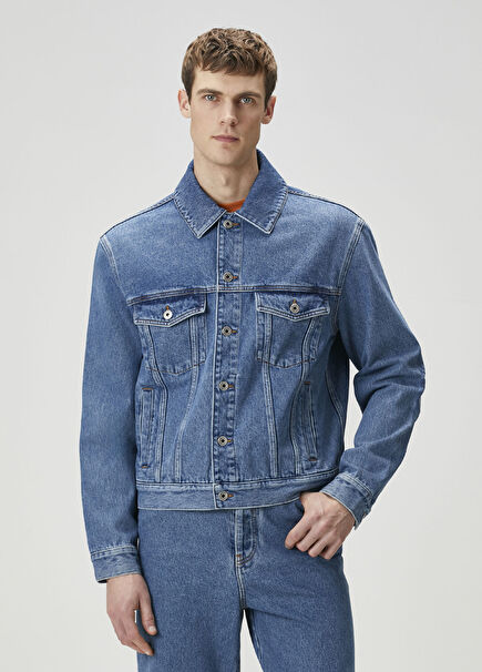 Anagram Blue Logo Embroidered Denim Jacket