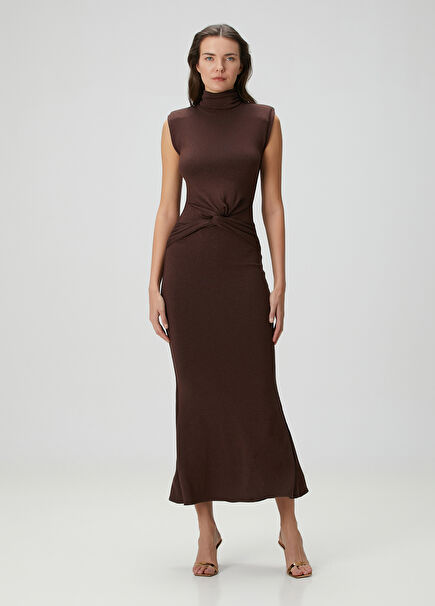 Leo Brown Midi Cocktail Dress