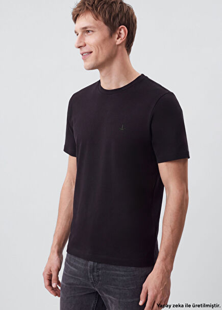 Relax Fit Black Mercerized T-Shirt