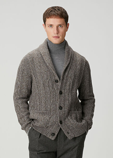 Koyu Gri Yün Triko Hırka