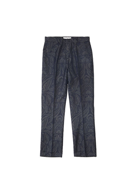 Mavi Şal Desenli Erkek Çocuk Yün Pantolon