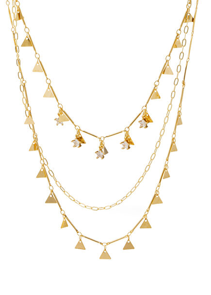 Gold Üçgen Plaklı Kadın Kolye