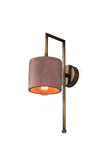 Salmon Bronze Cylinder Sconce with Metal Detail