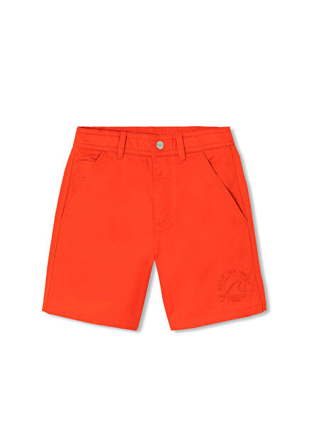 Dark Orange Cotton Twill Boys' Bermuda Shorts