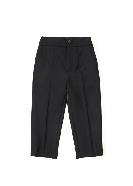 Lacivert Logo Nakışlı Erkek Çocuk Yün Pantolon