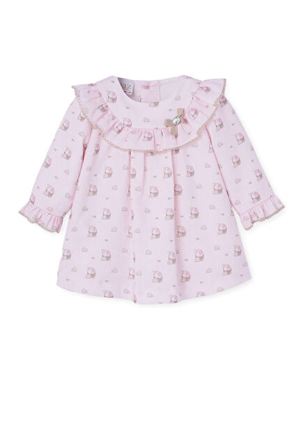 Powder Cotton Long Sleeve Baby Girl Dress