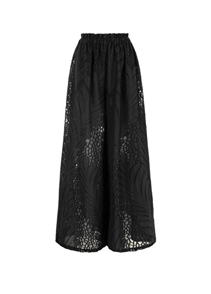 Victorian Black Lined Loose Fit Women's Trousers