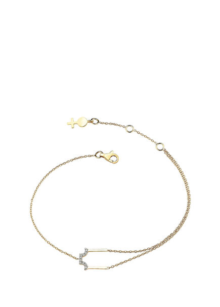 Draped Arch Pırlantalı Kadın Altın Bilezik