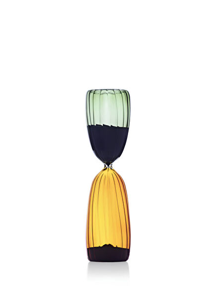 Times Green and Amber Glass Hourglass 25 x 6 cm