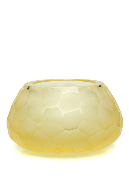 Yellow Patterned Crystal Candle Holder