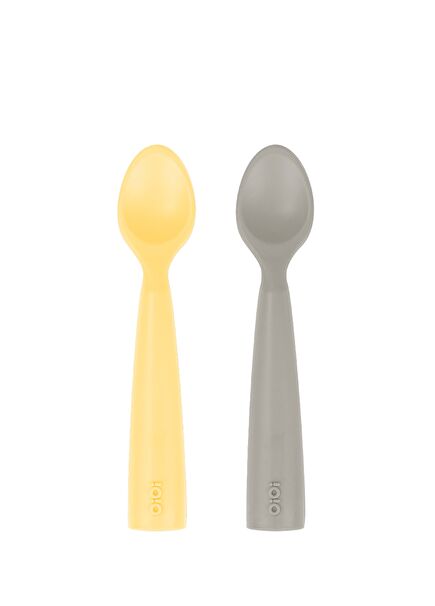 Nam Nam Mellow Yellow Powder Grey 2-Piece Silicone Feeding Spoon