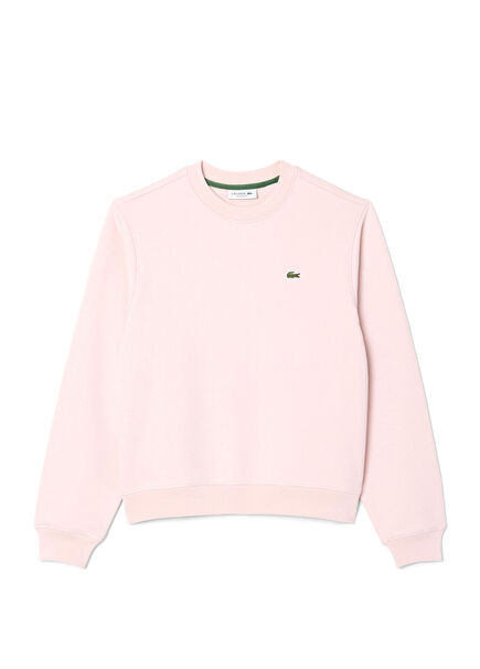 Pembe Yuvarlak Yaka Relaxed Fit Kadın Sweatshirt
