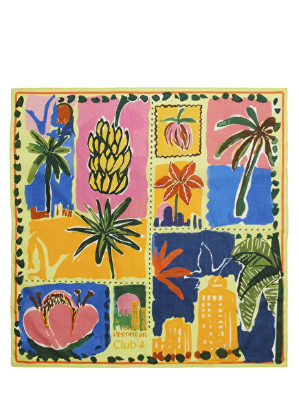 Yellow Patterned Women's Cotton Bandana