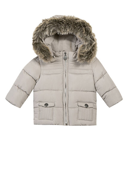 Doudoune Beige Hooded Boys' Coat