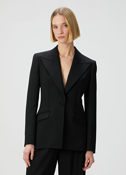 Leiva Slim Fit Black Wool Blazer