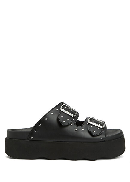 Heather Black Women's Leather Slippers