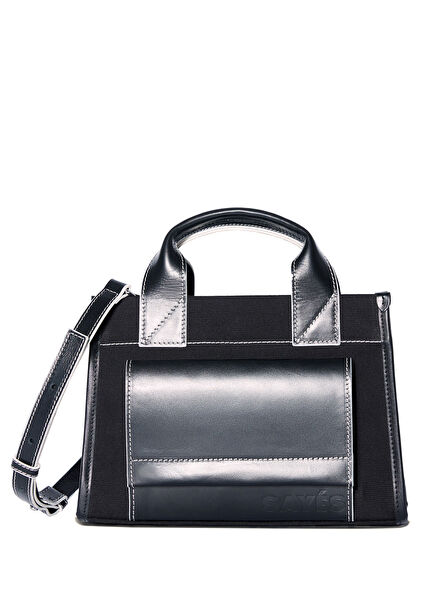Stitched Pocket Mini Siyah Kadın Omuz Çantası
