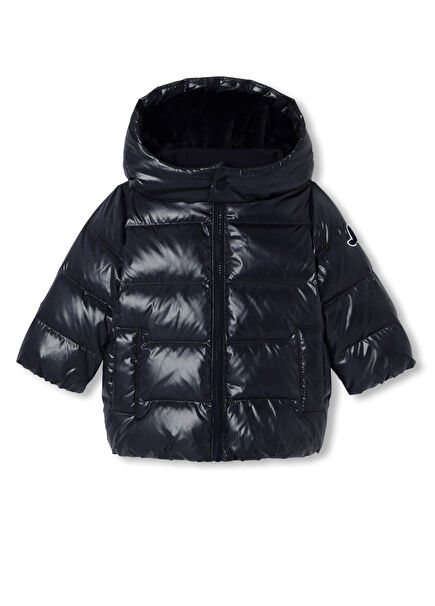 Lacivert Kaz Tüyü Erkek Bebek Şişme Mont