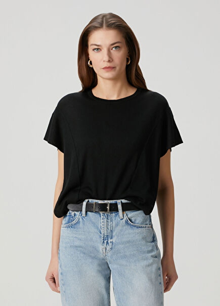 Siyah İpek T-shirt