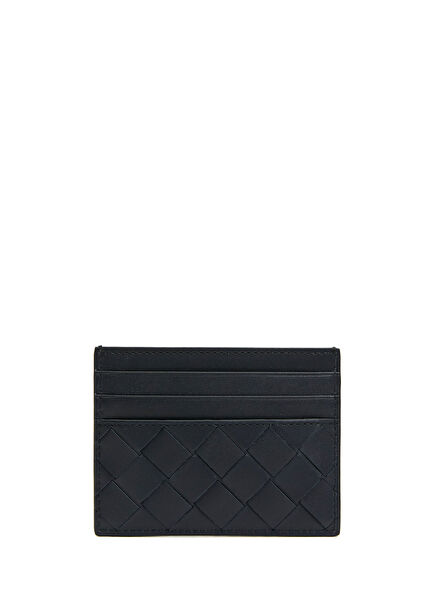 Lacivert Örgü Dokulu Erkek Deri Kartlık