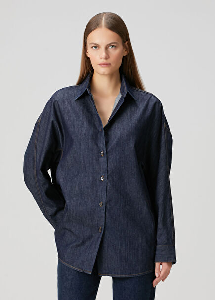 Dark Blue Oversize Denim Shirt From Casio