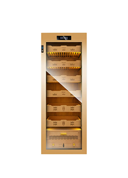 RA-666 Gold Color Wifi Control + Cigar Cabinet Cabinet With Fingerprint Lock
