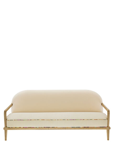 Sofa Corduroy Beige Solid Wood Couch