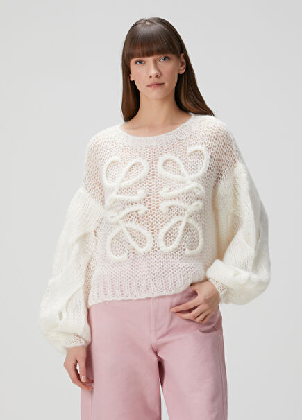 White Logo Detailed Wool Knitwear
