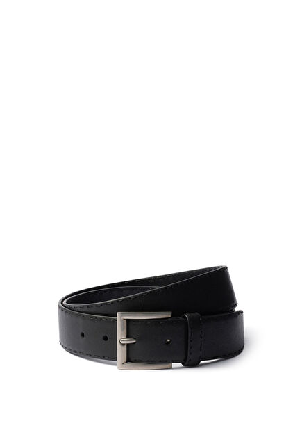 Black Distressed Leather Men's Belt