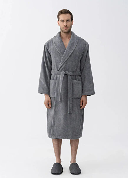Eclair Grey Combed Cotton Unisex Bathrobe