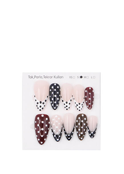 Uzun Badem 10'lu Renkli Protez Takma Tırnak UBD1462