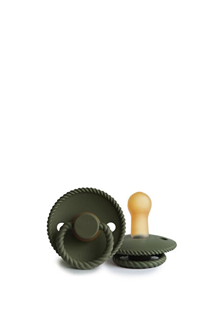 Rope Design 6-18 Months Olive Unisex Baby Green Rubber Pacifier