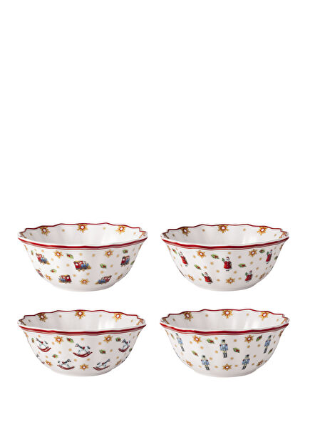 Toy's Delight Christmas Themed Porcelain 4-Piece Bowl Set