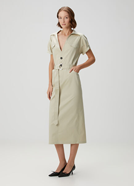 Sahariana Beige Midi Dress