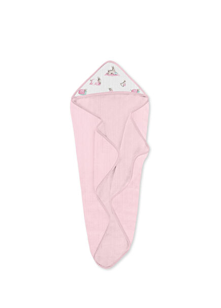 Pembe Pamuklu Müslin Bebek Havlu 80 x 80 cm