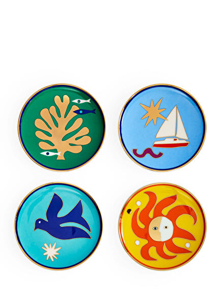 Playa 4-Pack Multicolor Ceramic Coaster