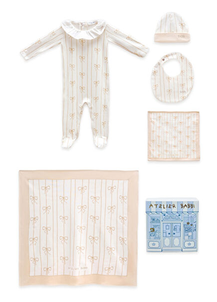 Kurdele Bej Kız Bebek 5li Yenidoğan Seti