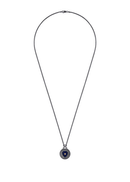 Legend Lapis Lazuli Black Diamond 925 Sterling Silver Men's Necklace