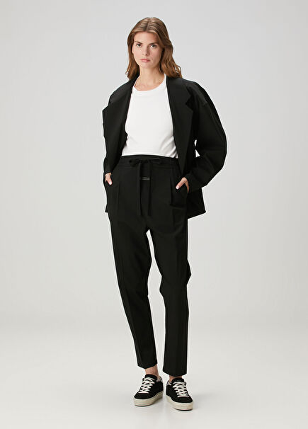 Black Waist Corded Pants