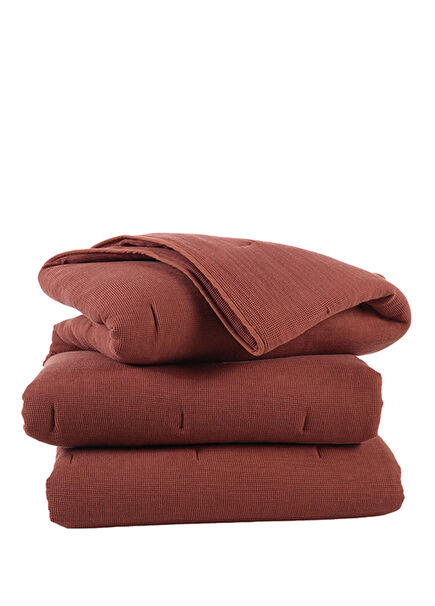 Aden Brick Color Cotton Waffle Textured Double Duvet 235 x 205 cm