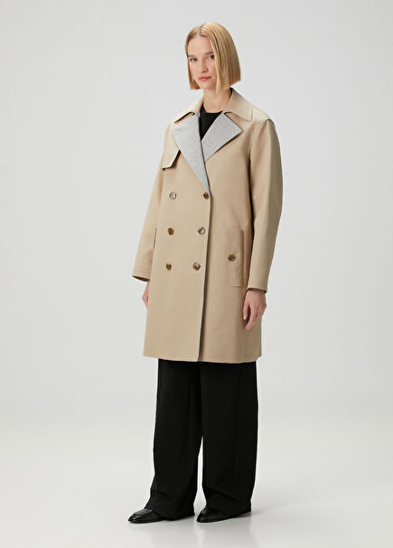 Bej Ekoseli Pardösü