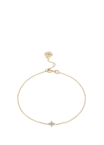 Çiçek Pırlanta Taşlı 14 Ayar Altın Unisex Bileklik