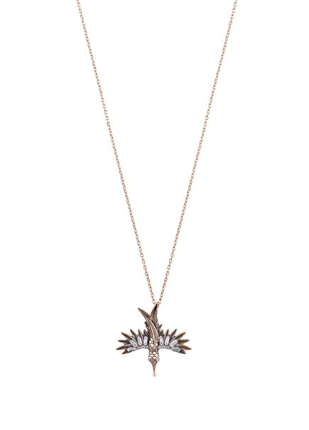 Phoenix Bird Diamonds Woman Gold Necklace