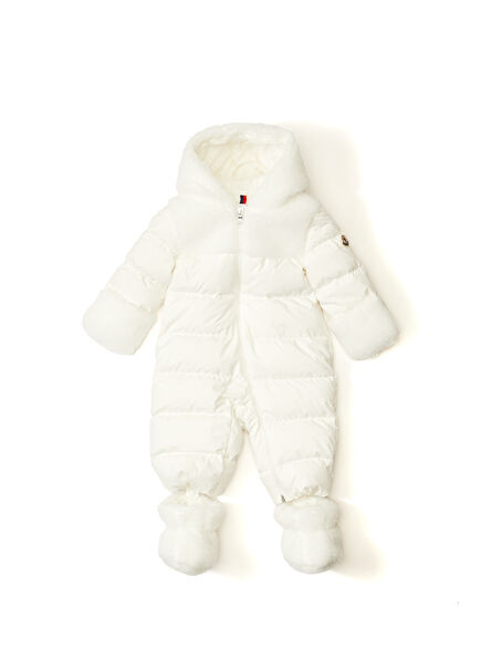 White Unisex Baby Quilted Puff Ski Suit