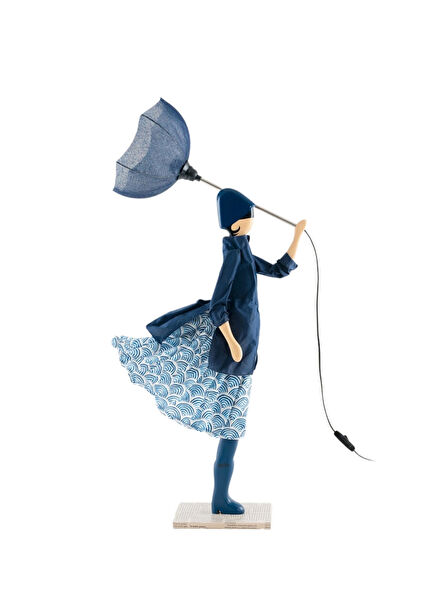 Nami Navy Blue Wooden Lampshade