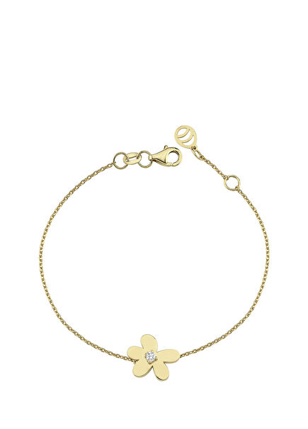 Floral Women's Gold Bracelet With Diamonds
