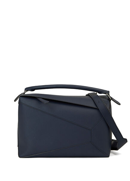 Large Puzzle Blue Men's Leather Bag