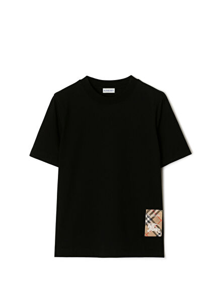 Siyah Pamuklu Kısa Kollu Kadın T-Shirt