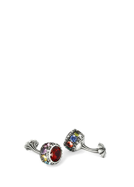 Flt Sphere Zircon Multicolor Silver Cufflink