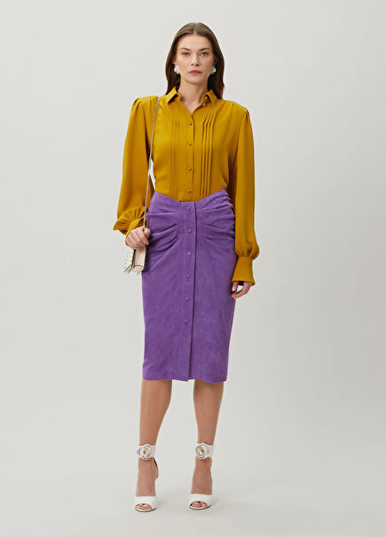 Purple Midi Suede Skirt
